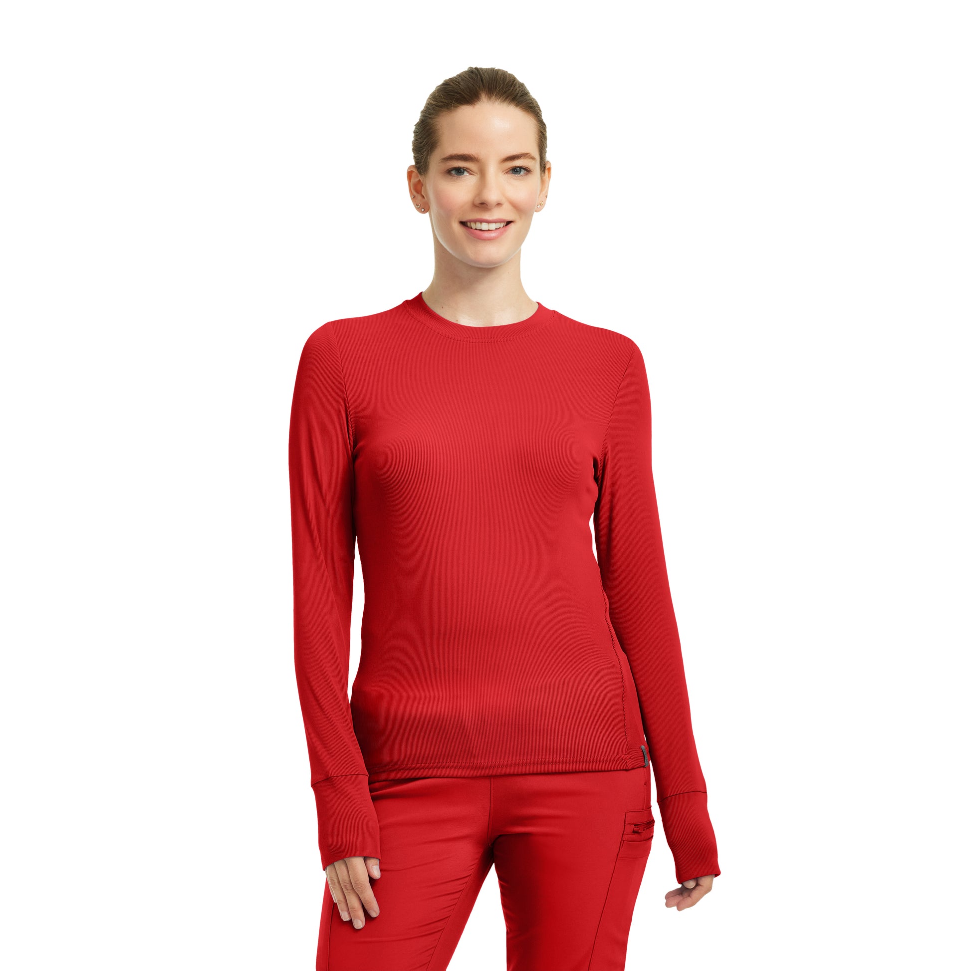 Forward LT103 Women's 1 Pocket Long Sleeve Tee Red Image