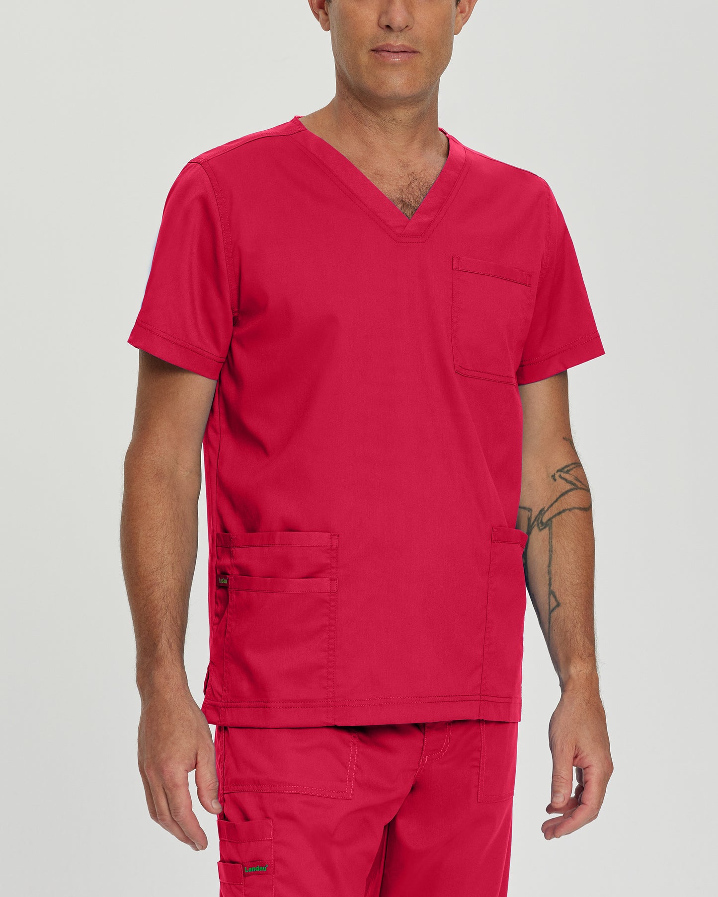 ProFlex 4253 Men's 4 Pocket V Neck Scrub Top True Red Image