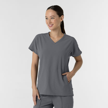 RENEW 6154 Women's V-Neck Tunic Scrub Top Pewter