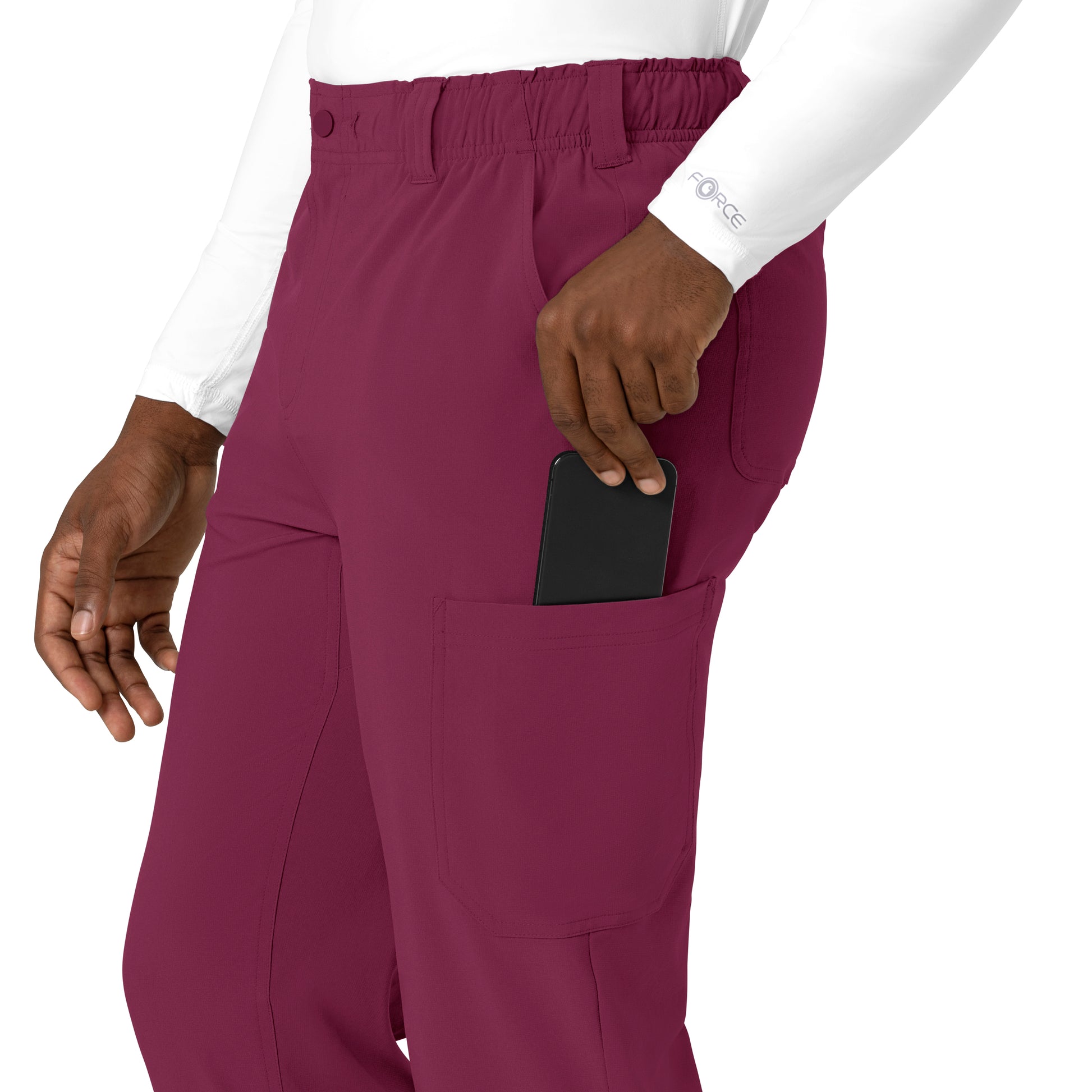 Force Cross-Flex C56410 Men's Straight Leg Scrub Pant Wine Model Image Alternate | Carhartt