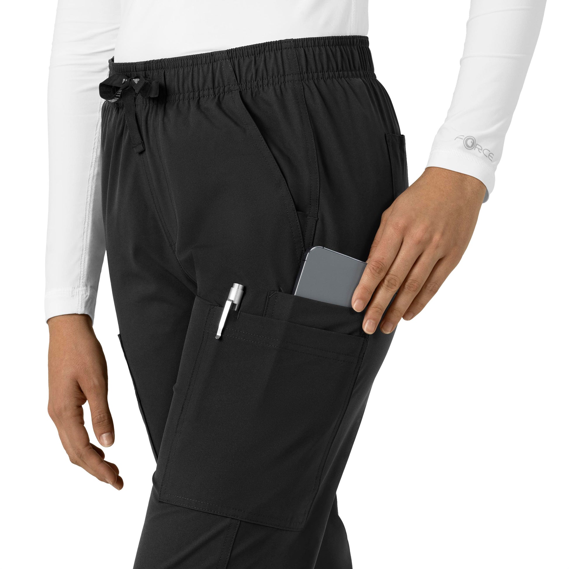 Force Essentials C51213 Straight Leg Scrub Pants Black Model Image Left Side | Carhartt