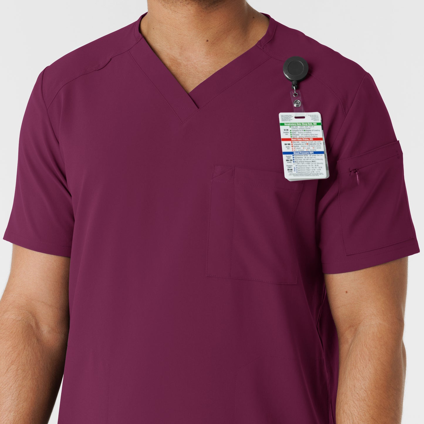 RENEW 6834 Men's V-Neck 5 Pocket Scrub Top Wine Model Image Alternate | Wink