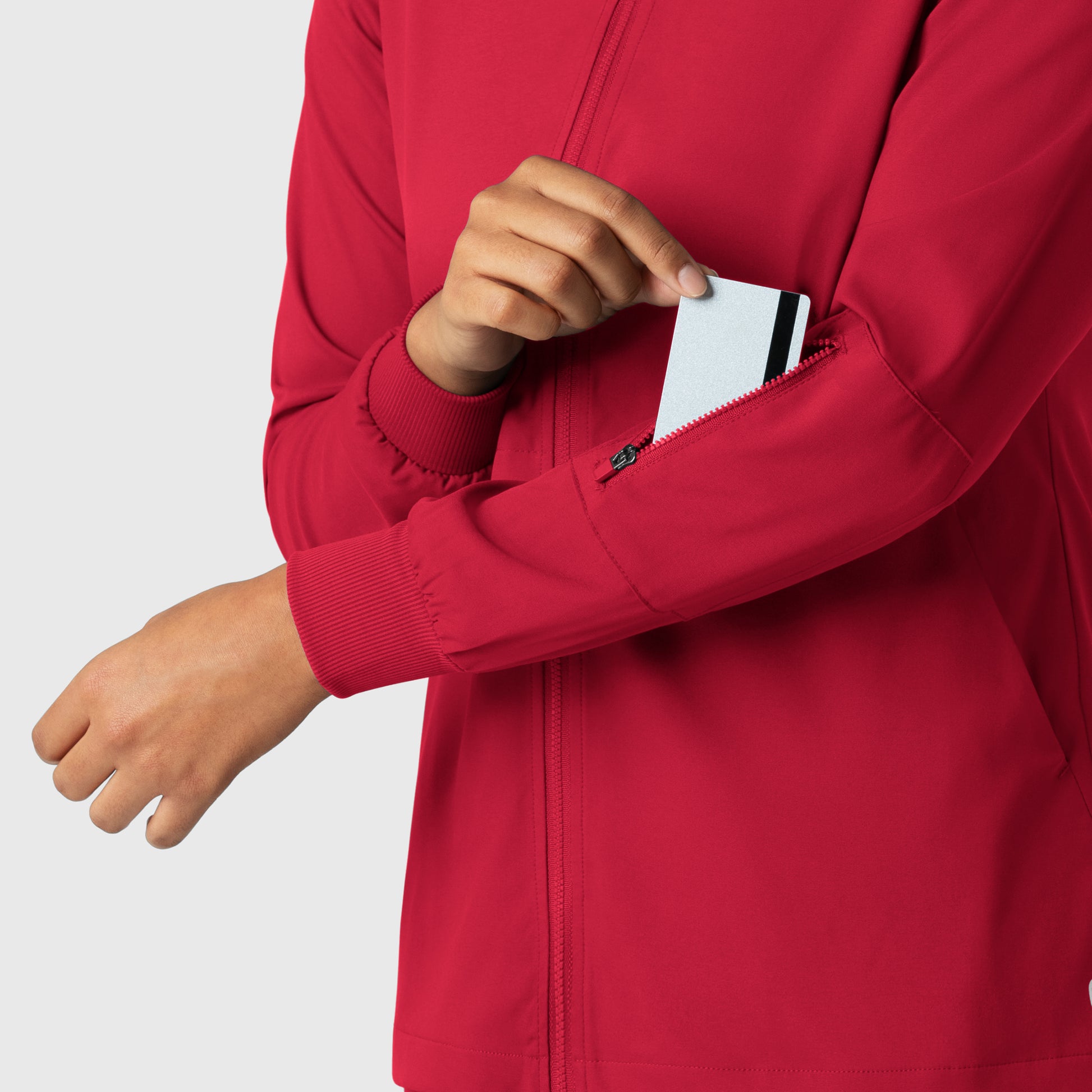 Boundless 8151 Warm Up Scrub Jacket Red Model Image Alternate | Wink