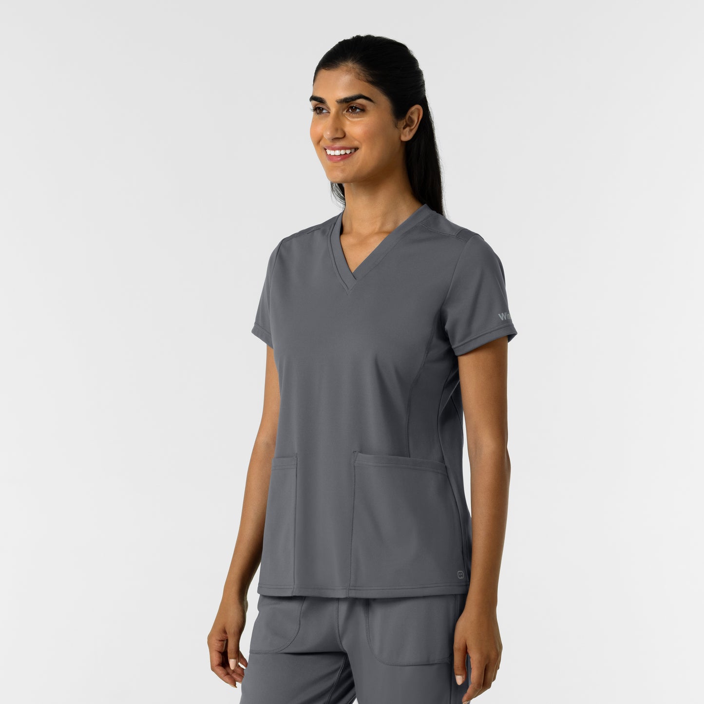 RENEW Knit 6559 Women's 2-Pocket Scrub Top Pewter