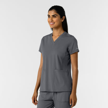 RENEW Knit 6559 Women's 2-Pocket Scrub Top Pewter