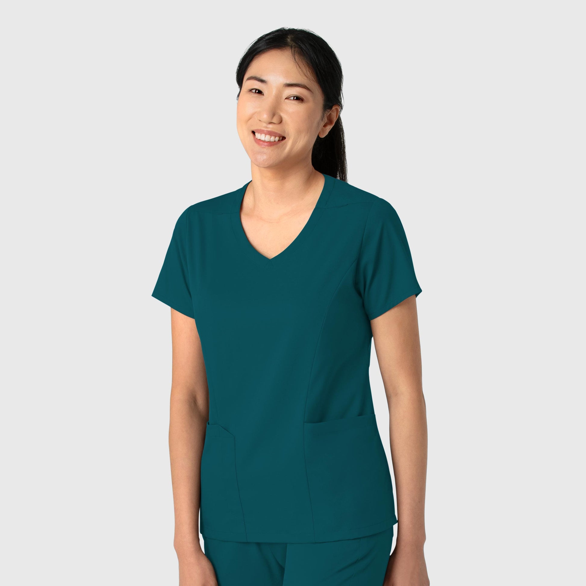 Boundless 6251 2-Pocket V-Neck Scrub Top Caribbean Model Image Right Side | Wink