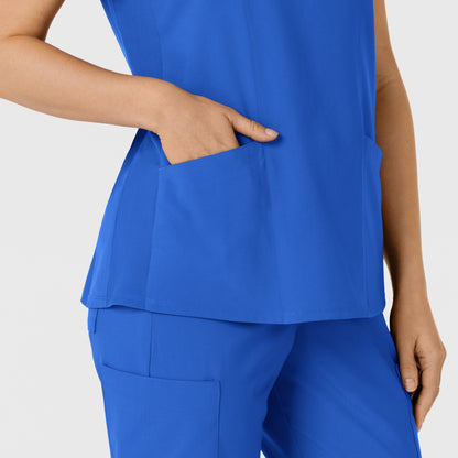 W123 6145 Flex-n-Reach Side Panel V-Neck Scrub Top Royal Model Image Alternate | Wink