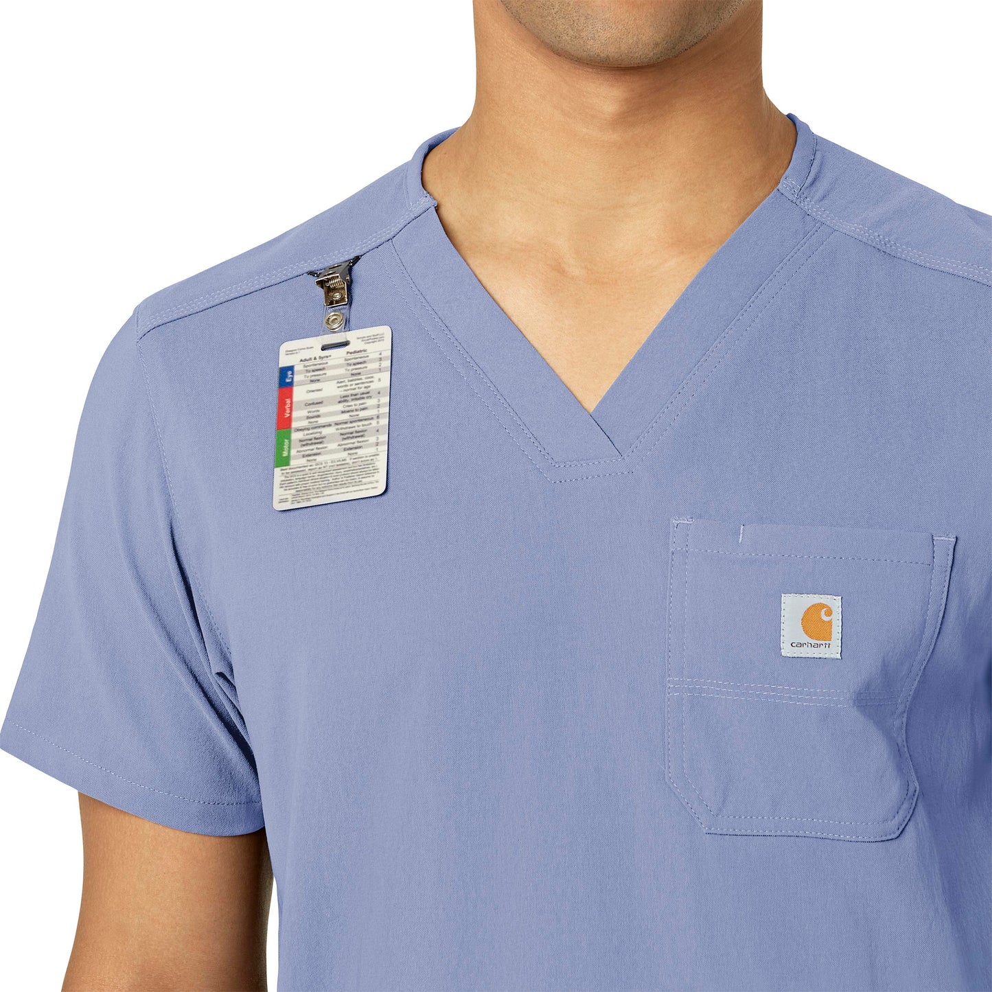 Rugged Flex Peak C15037 Men's 5-Pocket V-Neck Scrub Top Ceil Blue Model Image Alternate | Carhartt