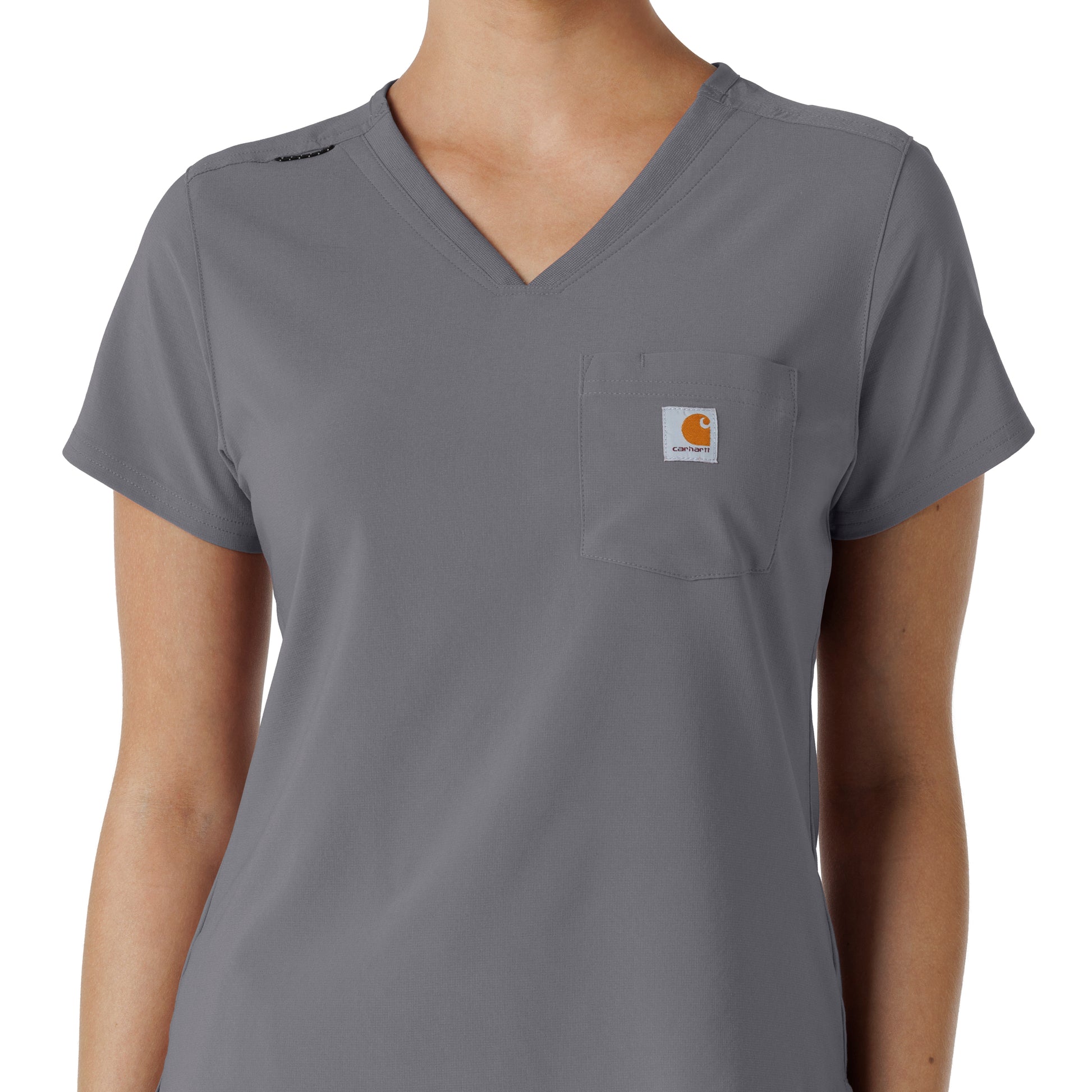 Force Cross-Flex C13410 Tuck-In Scrub Top Pewter Model Image Left Side | Carhartt