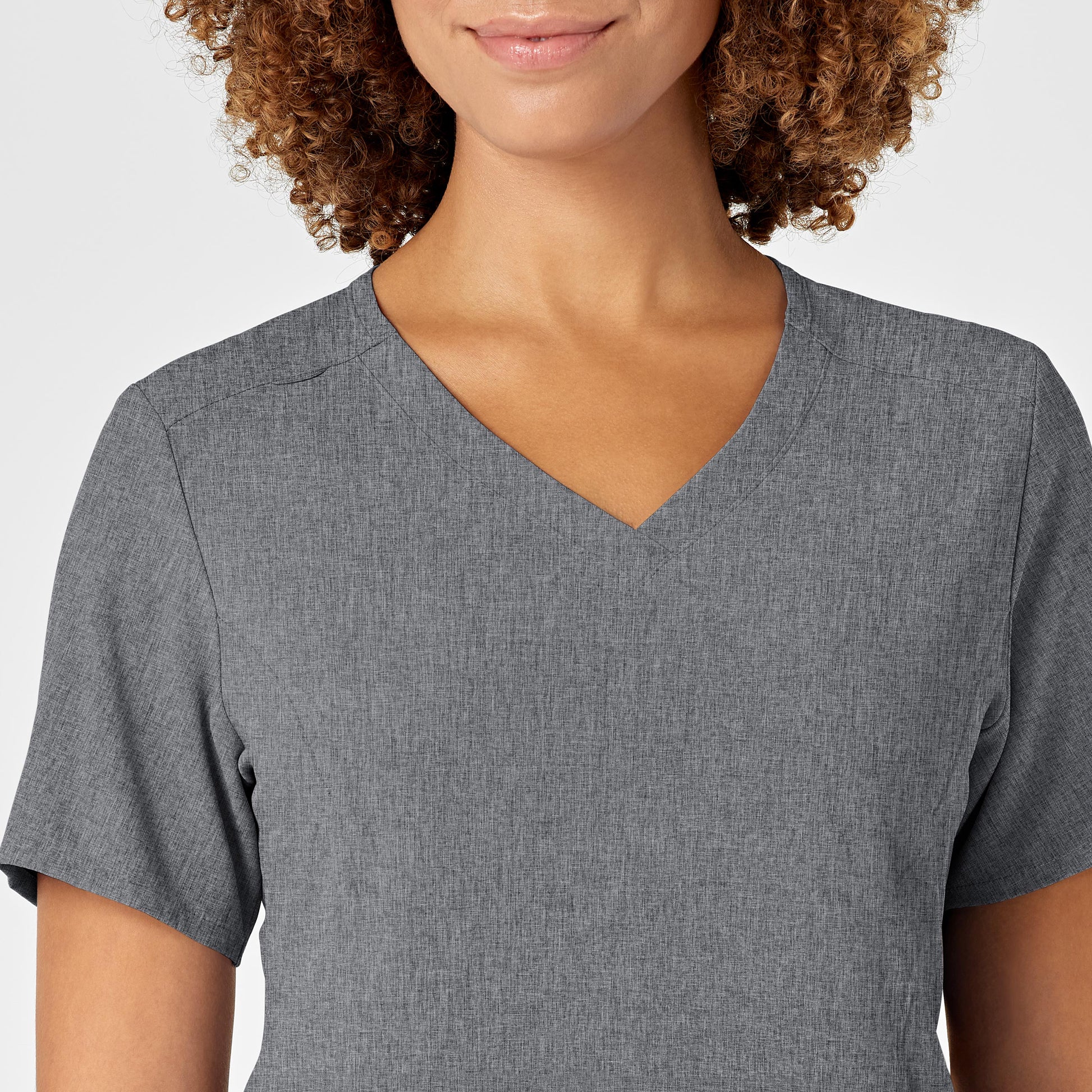 RENEW 6134 V-Neck Scrub Top Grey Heather Model Image Left Side | Wink