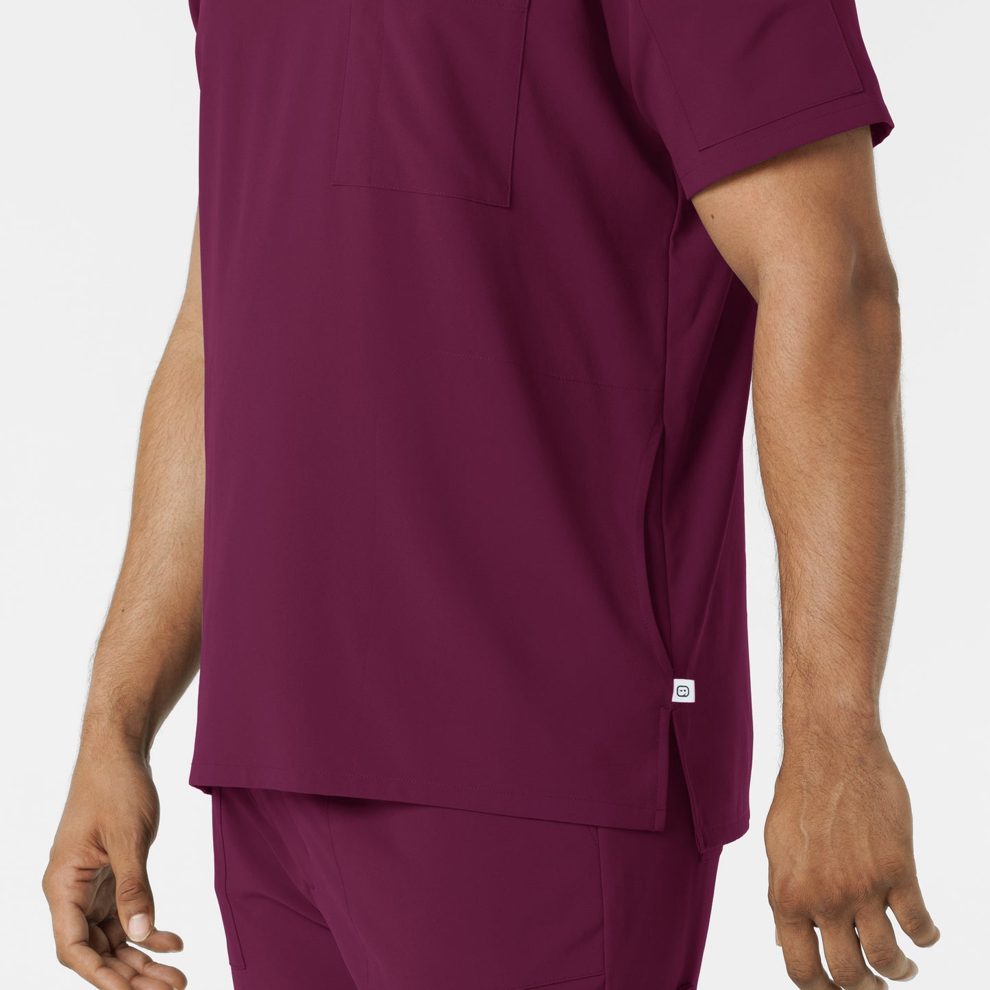 RENEW 6834 Men's V-Neck 5 Pocket Scrub Top Wine Model Image Alternate | Wink