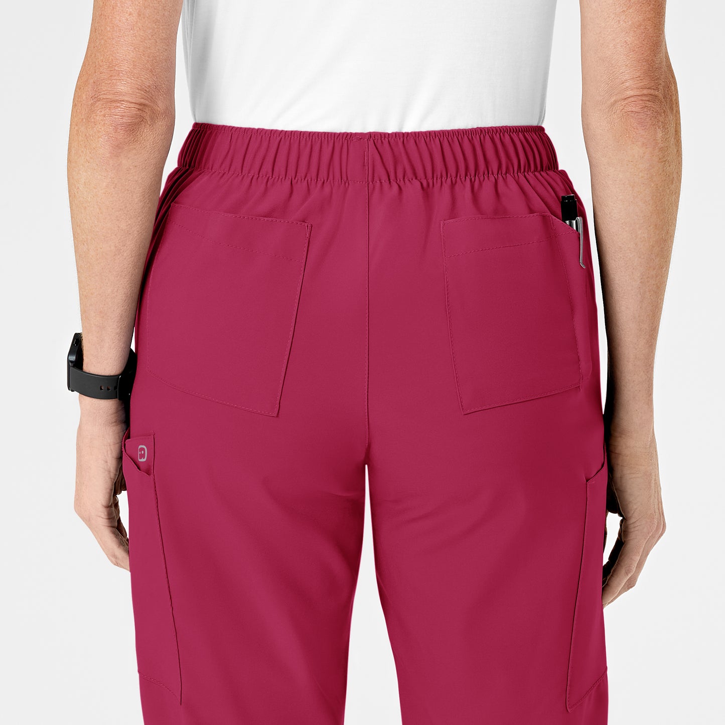 W123 5155 Flat Front Cargo Scrub Pants Viva Magenta Model Image Alternate | Wink