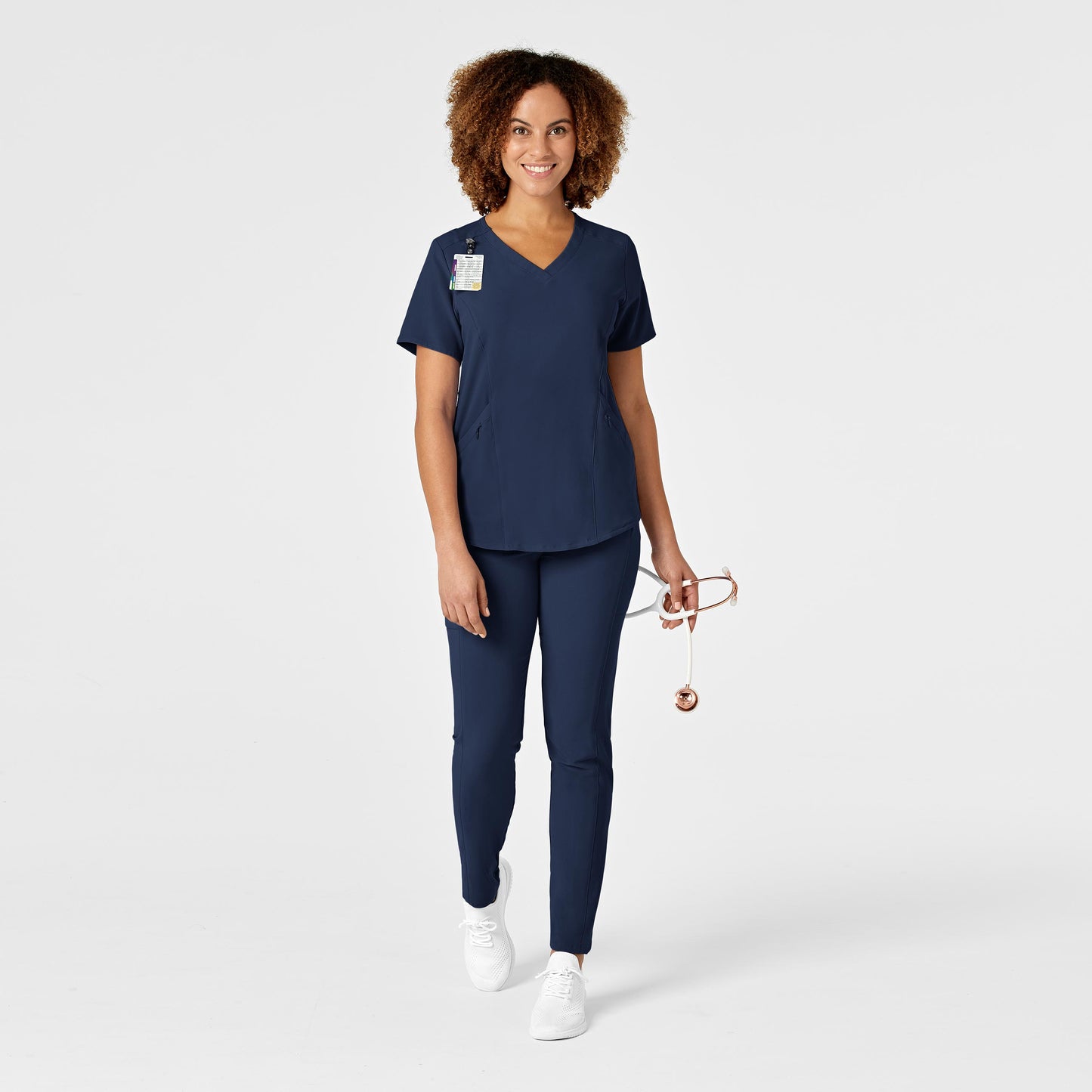 RENEW 6134 V-Neck Scrub Top Navy Model Image Alternate | Wink