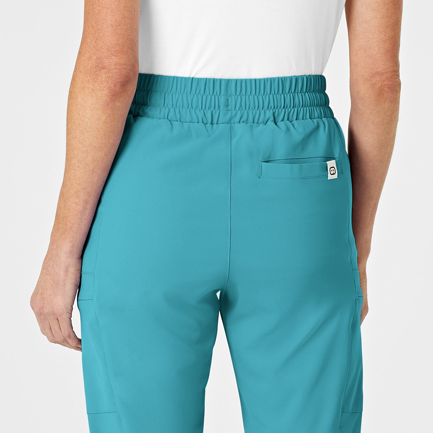 RENEW 5334 High Waist Slim Leg Scrub Pants Teal Blue Model Image Alternate | Wink