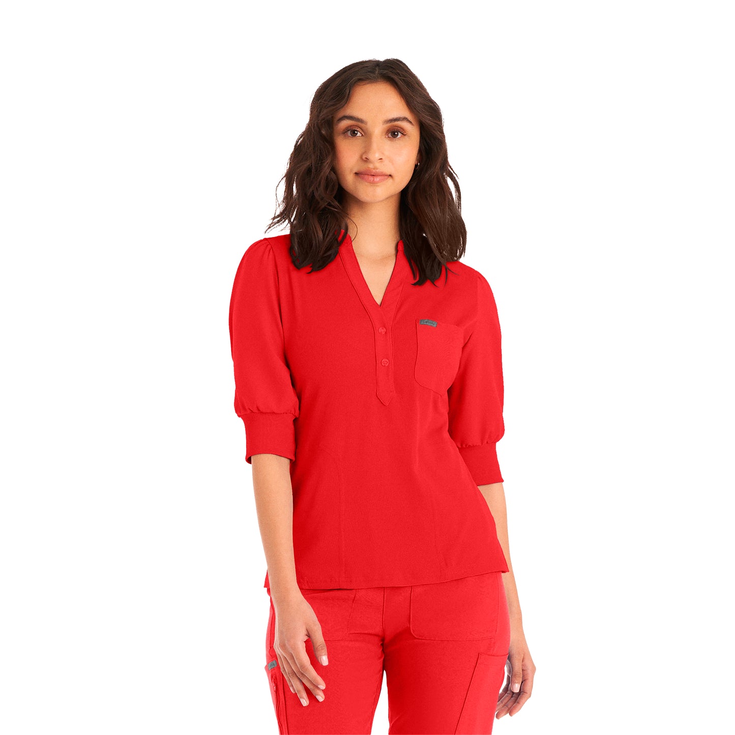 Forward LT114 Women's 3 Pocket Y Neck Scrub Top Red Image