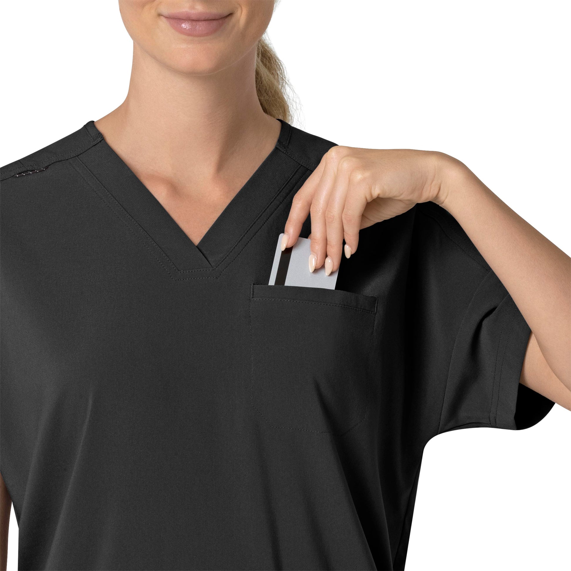 Force Cross-Flex C13110 Oversized V-Neck Scrub Top Black Model Image Alternate | Carhartt