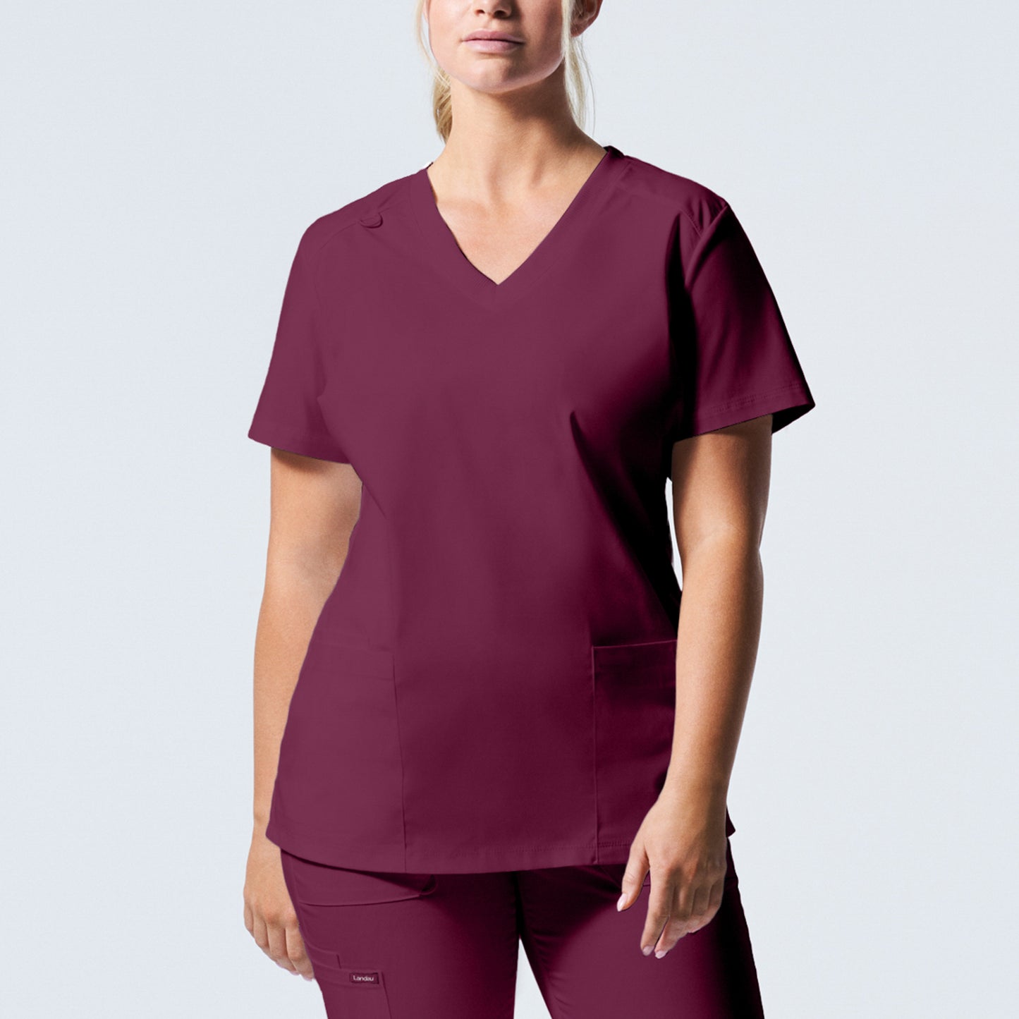 ProFlex LT105 Women's 3 Pocket V Neck Scrub Top Wine Image