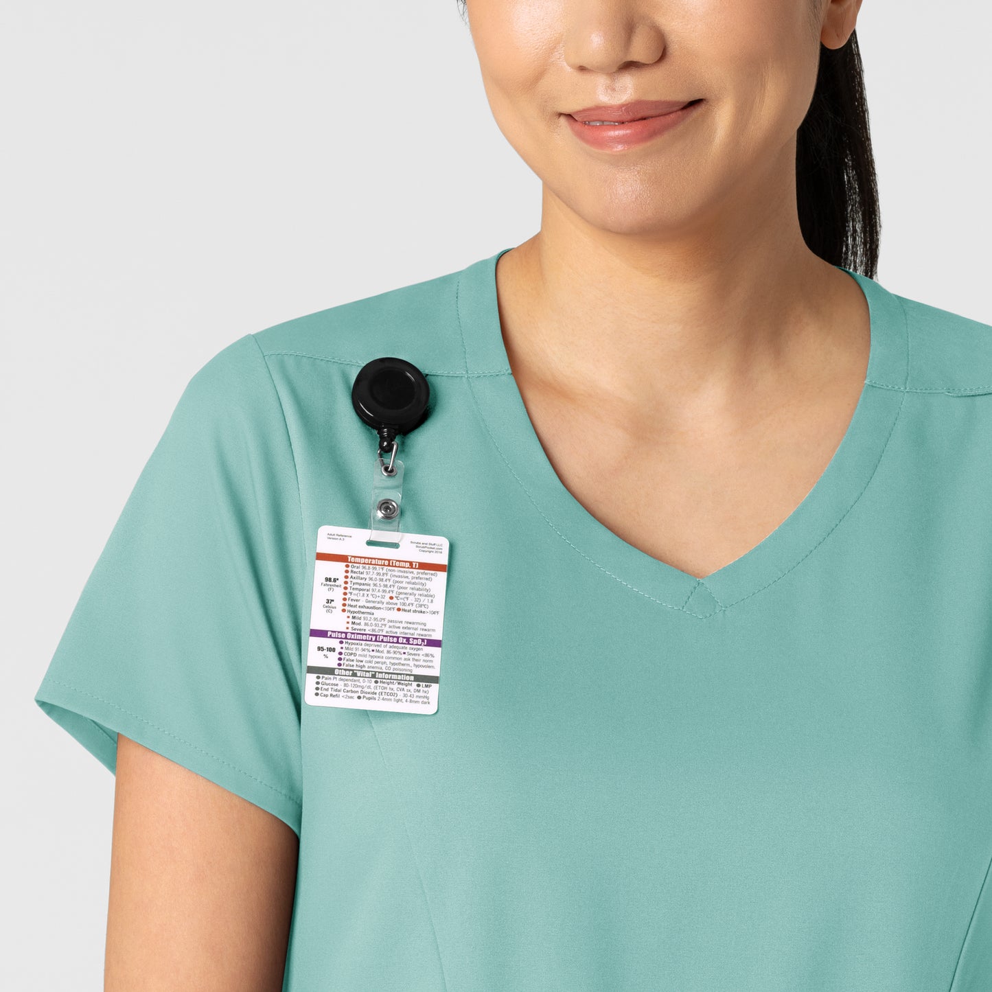 Boundless 6251 2-Pocket V-Neck Scrub Top Turquoise Model Image Left Side | Wink