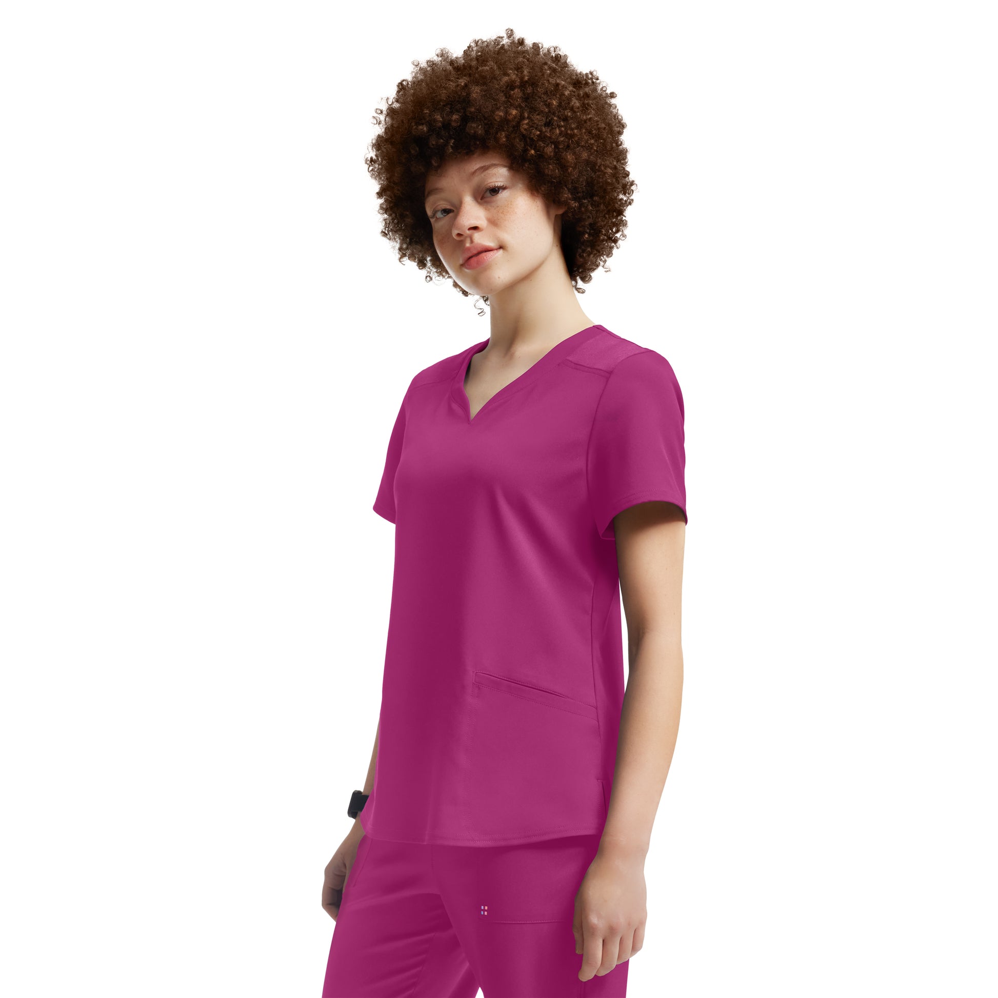 VIBE WT121 Women's 3 Pocket V Neck Scrub Top Electric Purple Image