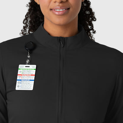 Boundless 8151 Warm Up Scrub Jacket Black Model Image Left Side | Wink