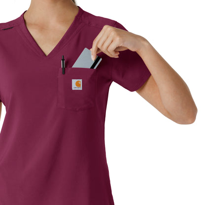 Force Cross-Flex C13410 Tuck-In Scrub Top Wine Model Image Alternate | Carhartt