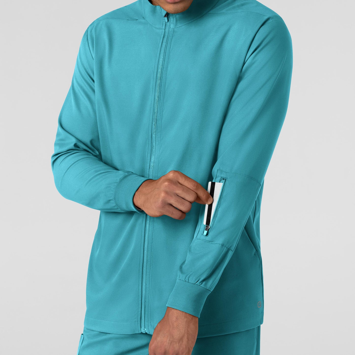 Boundless 8351 Men's Warm Up Scrub Jacket Teal Model Image Alternate | Wink