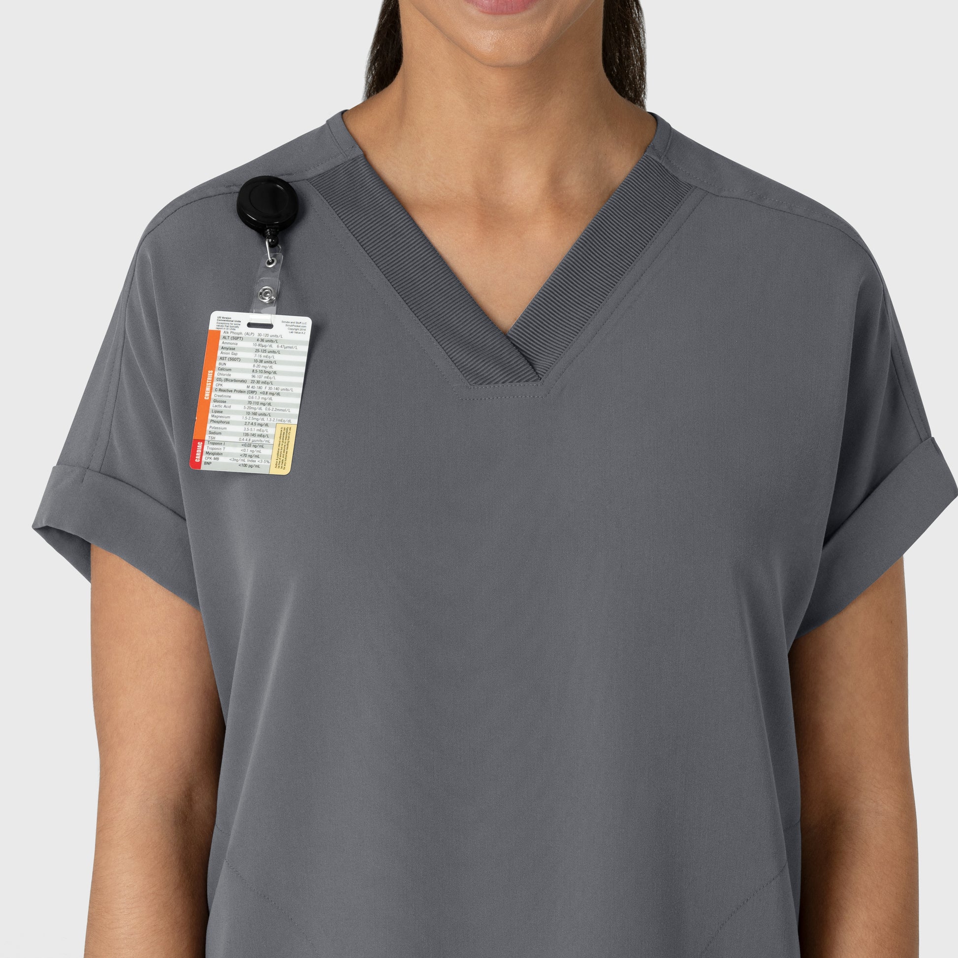 Nova 6232 Drop Shoulder Boxy Scrub Top Pewter Model Image Alternate | Wink