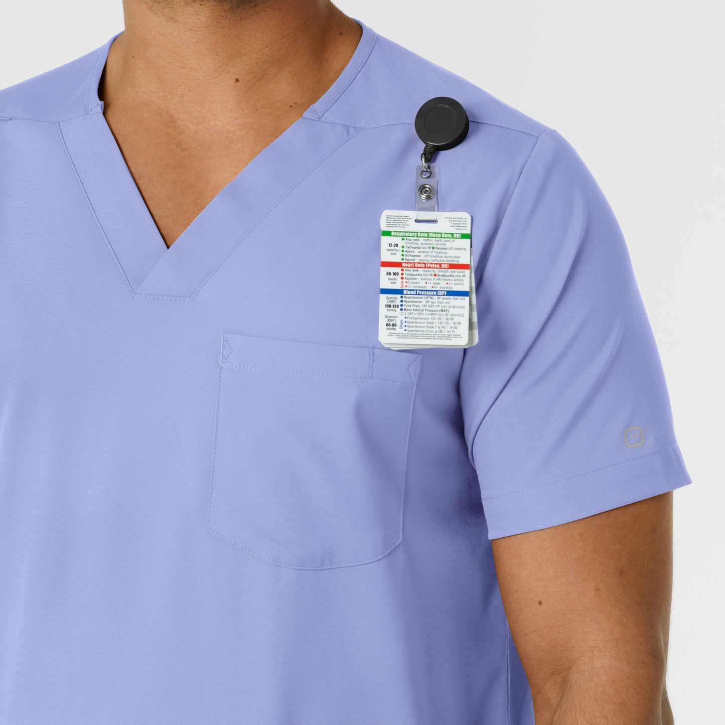 Boundless 6351 Men's Multi Pocket V-Neck Scrub Top Ceil Blue Model Image Alternate | Wink