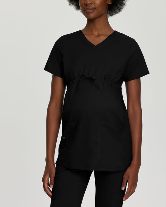 ProFlex 4399 Women's 3 Pocket V Neck Maternity Scrub Top Black Image