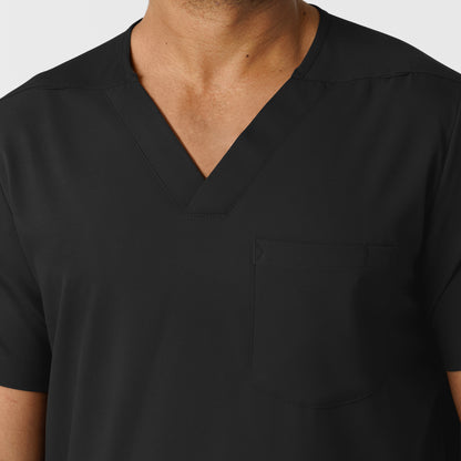 Boundless 6351 Men's Multi Pocket V-Neck Scrub Top Black Model Image Left Side | Wink