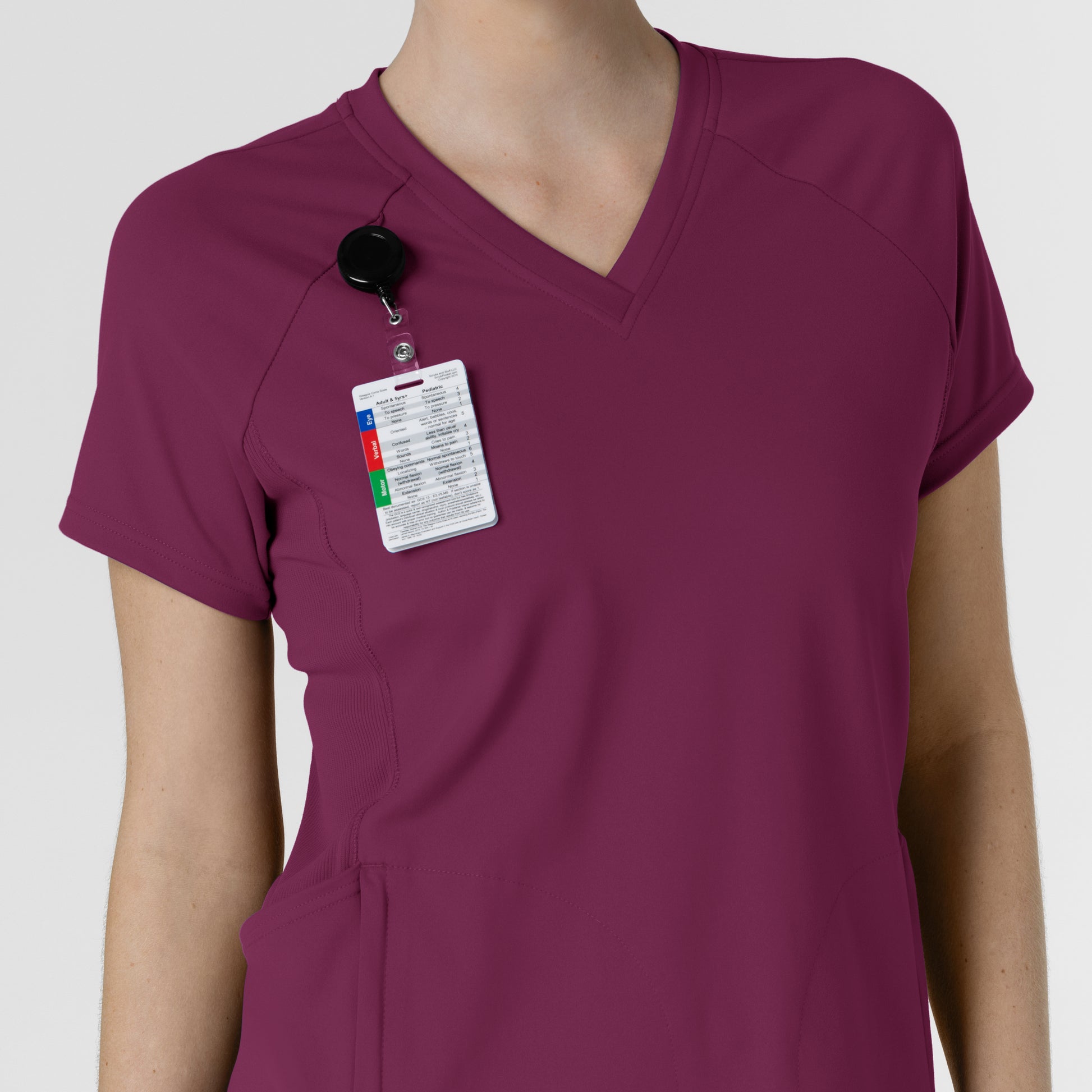 RENEW 6259 Knit Flex-n-Reach V-Neck Raglan Scrub Top Wine Model Image Alternate | Wink