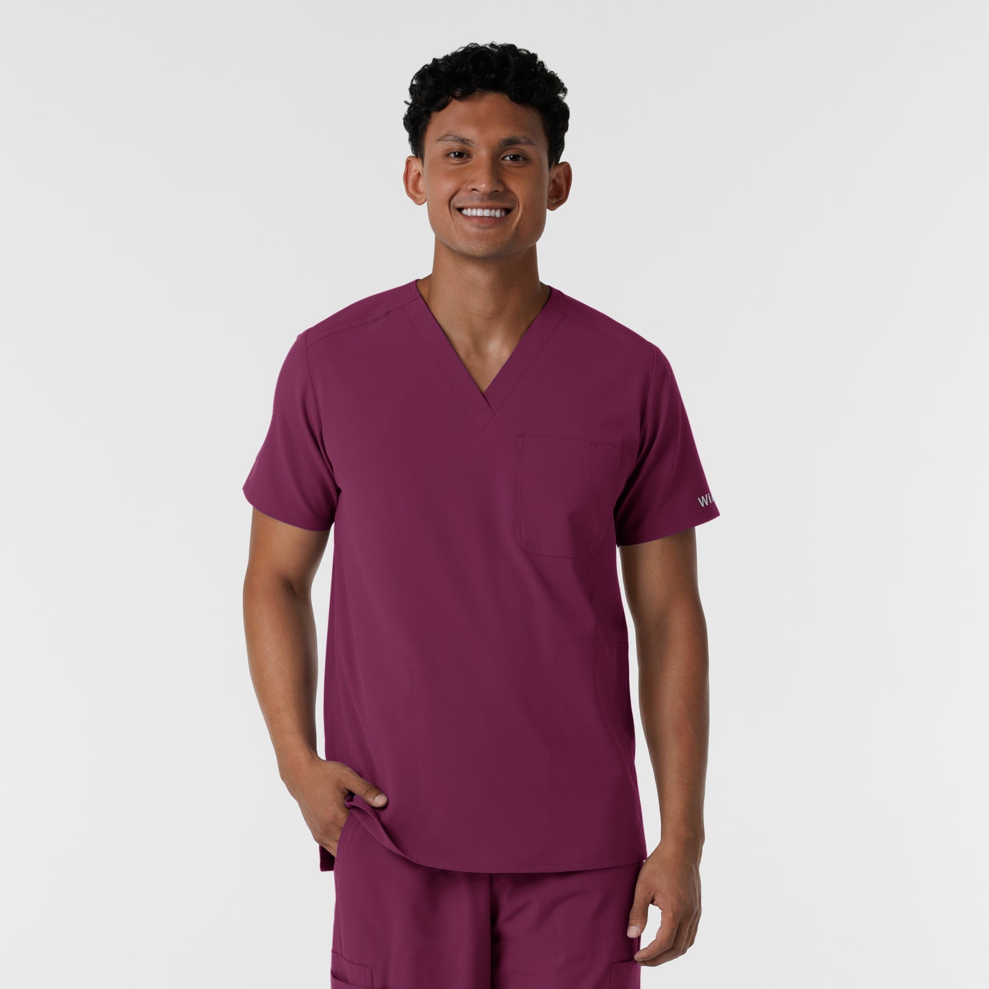 NURTUR 6380 Men's V-Neck Scrub Top Wine