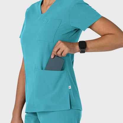 Nova 6132 Flex-n-Reach V-Neck Scrub Top Teal Blue Model Image Alternate | Wink