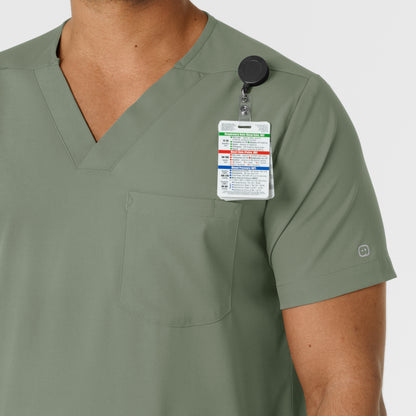 Boundless 6351 Men's Multi Pocket V-Neck Scrub Top Sage Model Image Alternate | Wink