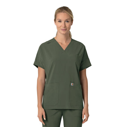 Force Cross-Flex C13110 Women's Oversized V-Neck Scrub Top Olive