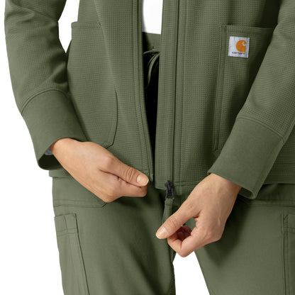 Layers C82008 Women's Full Zip Waffle Hoodie Olive