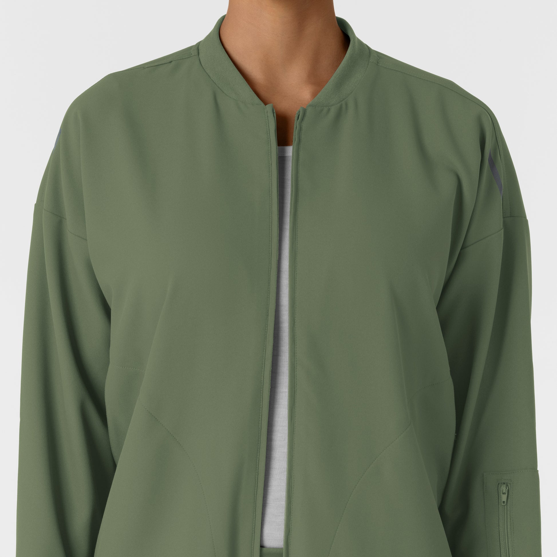 Layers 8066 Bomber Scrub Jacket Olive Model Image Left Side | Wink