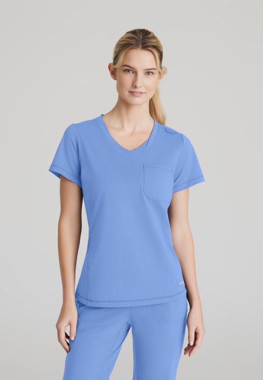 Skechers Slip-Ins Knits SKT221 Flow Knit Scrub Top Ciel Blue Model Image Front | Barco