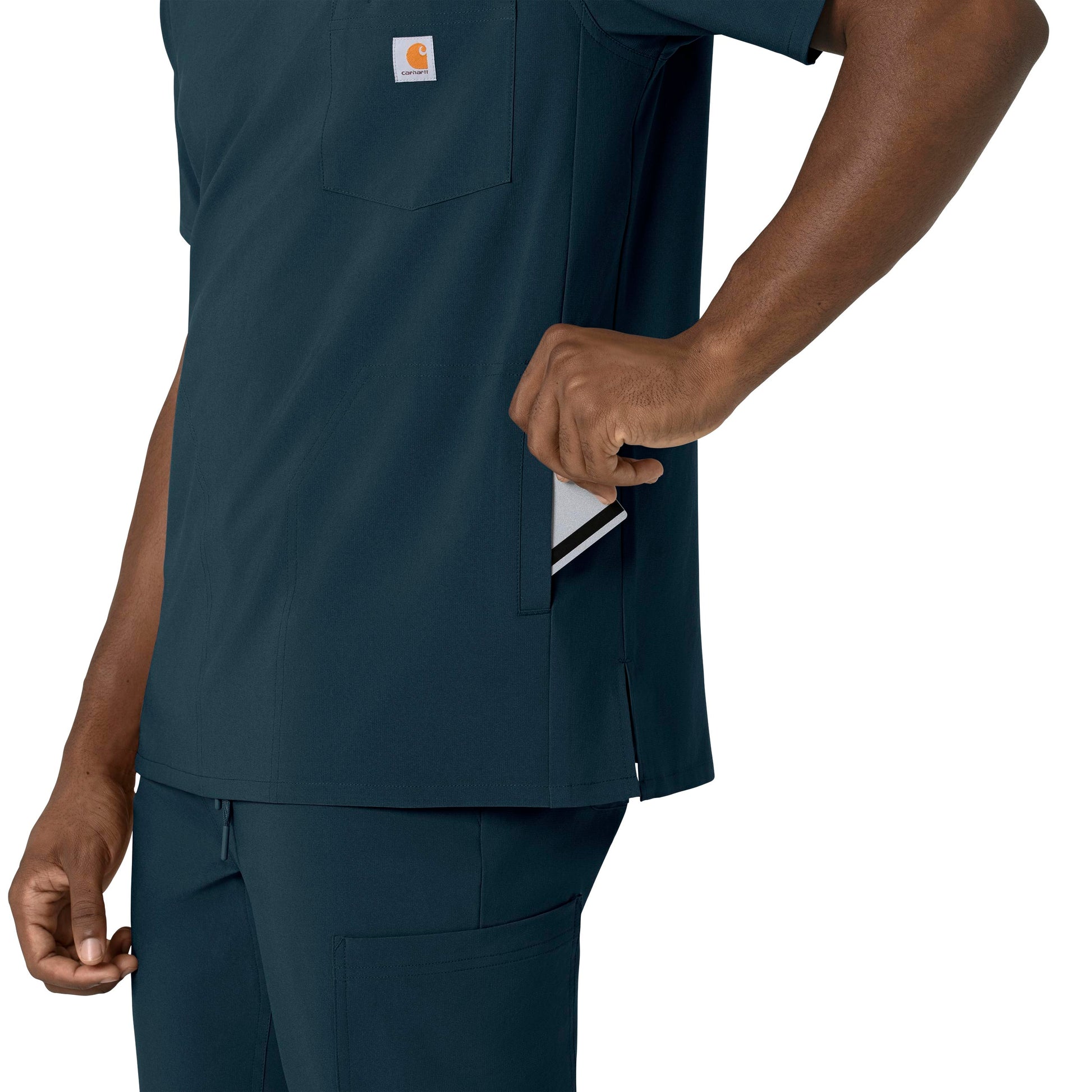 Force Cross-Flex C16410 Men's V-Neck Scrub Top Navy Model Image Alternate | Carhartt