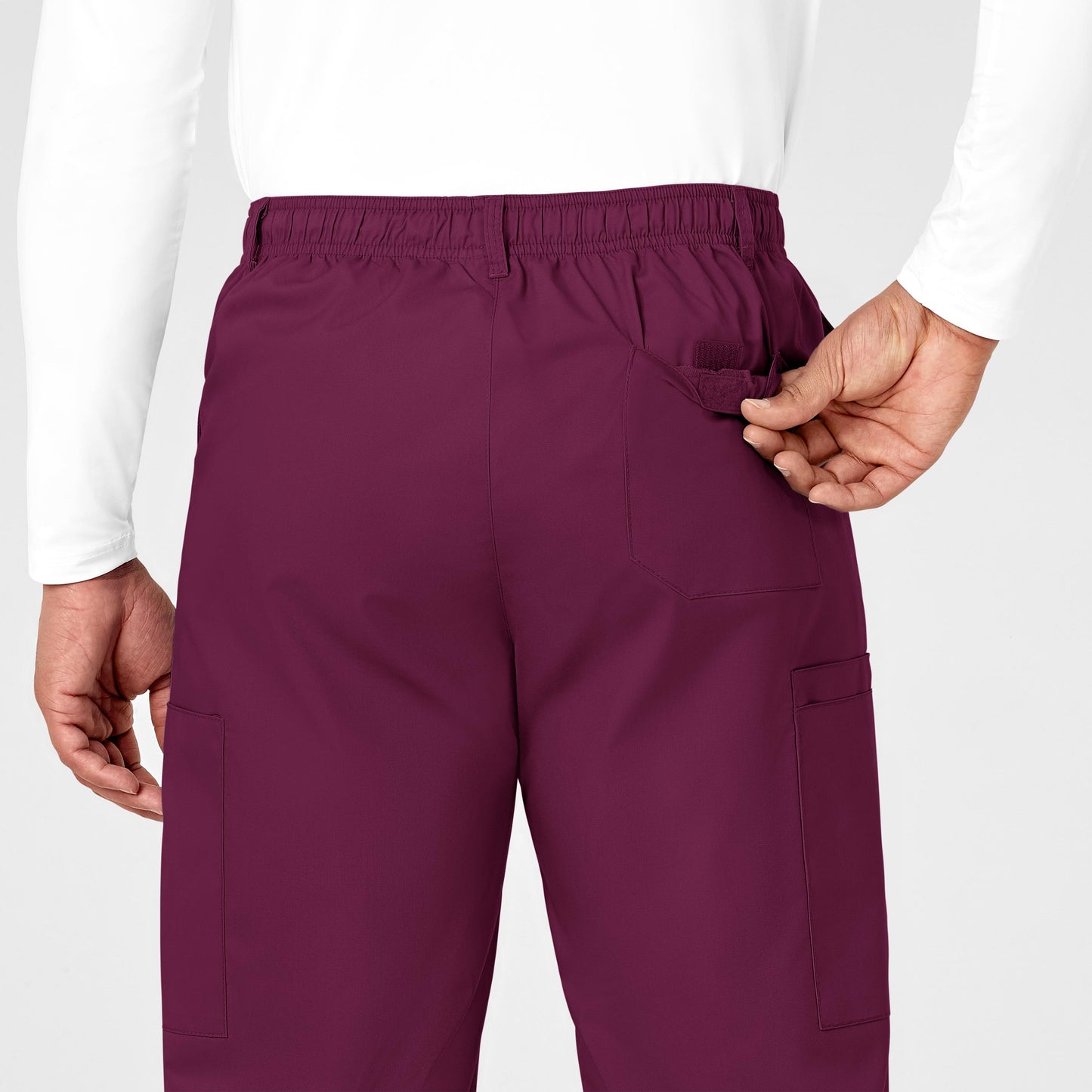 WonderWonderWORK 503 Men's Cargo Scrub Pant Wine Model Image Alternate | Wink