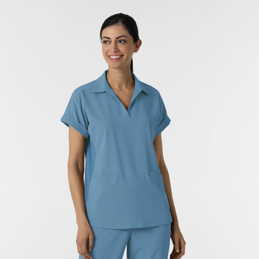 RENEW 6934 Women’s Flex-n-Reach Collared Scrub Top Pacific Blue