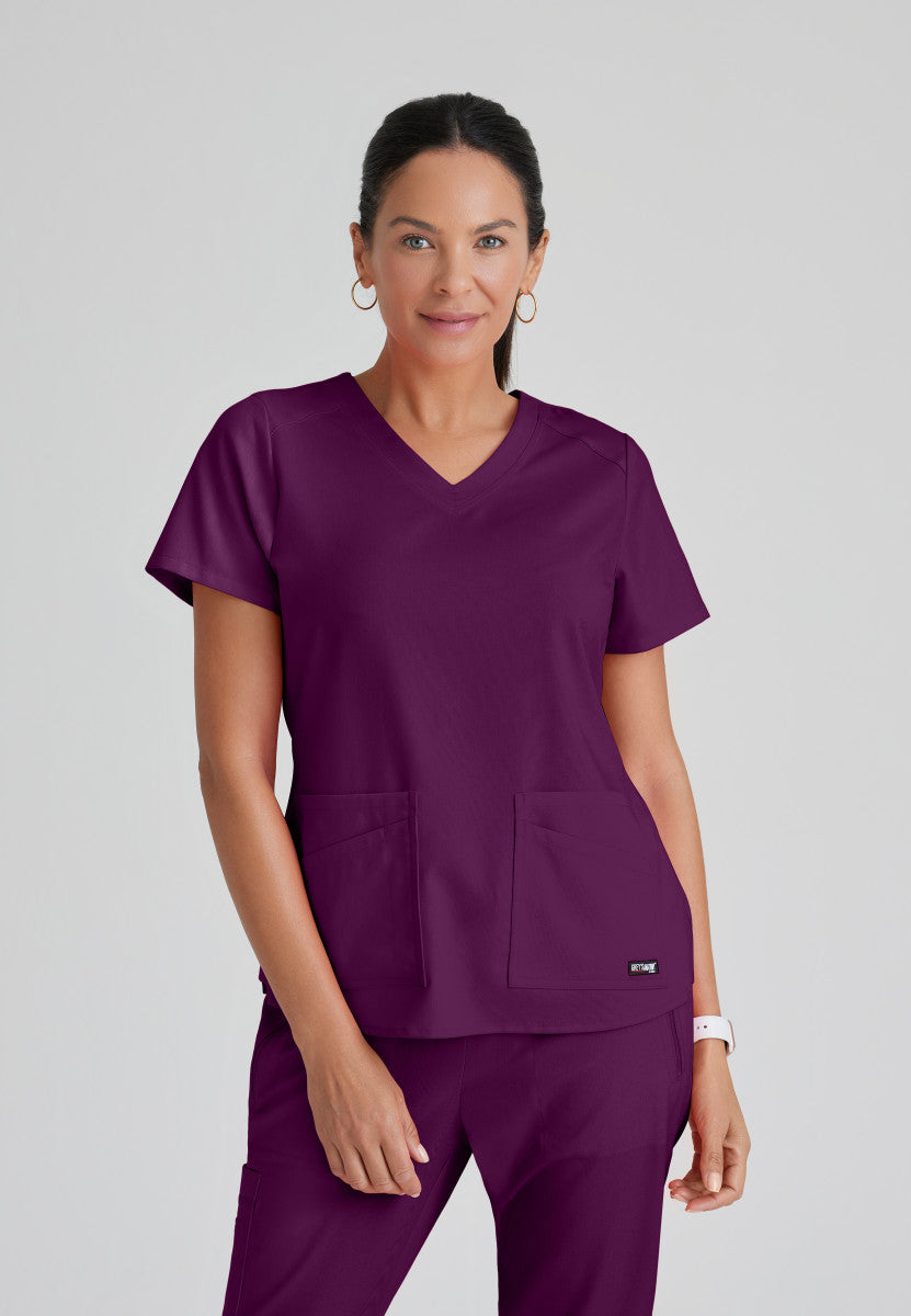 Greys Anatomy Stretch GRST011 Emma Scrub Top Wine