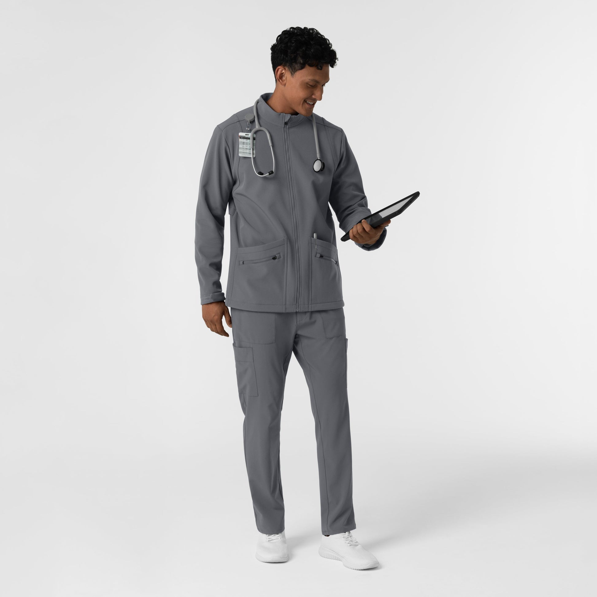 Layers 8609 Men's Soft Shell Scrub Jacket Pewter