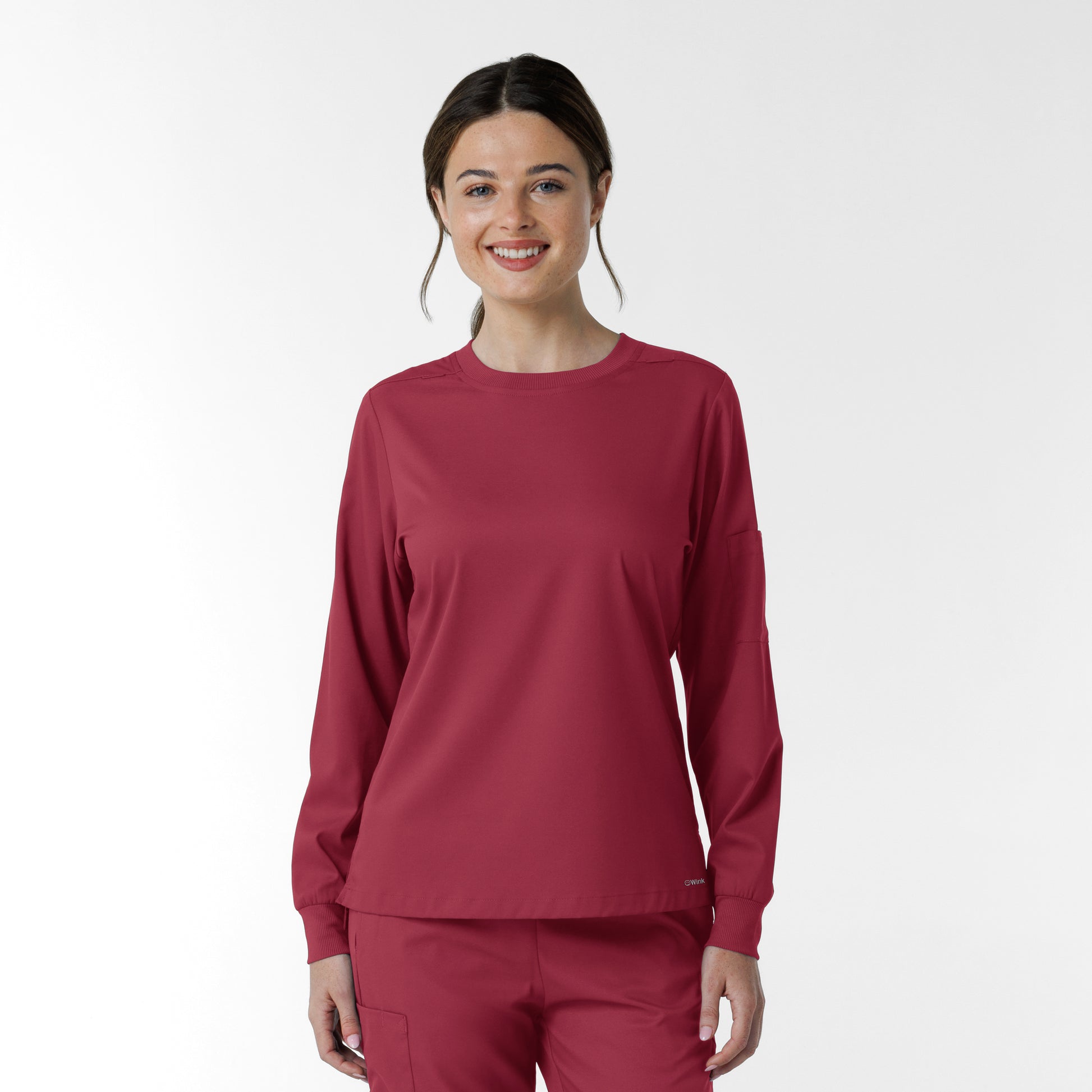 Boundless 6551 Women's Classic Long Sleeve Scrub Tee Ruby