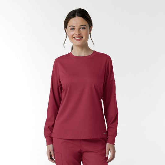 Boundless 6551 Women's Classic Long Sleeve Scrub Tee Ruby