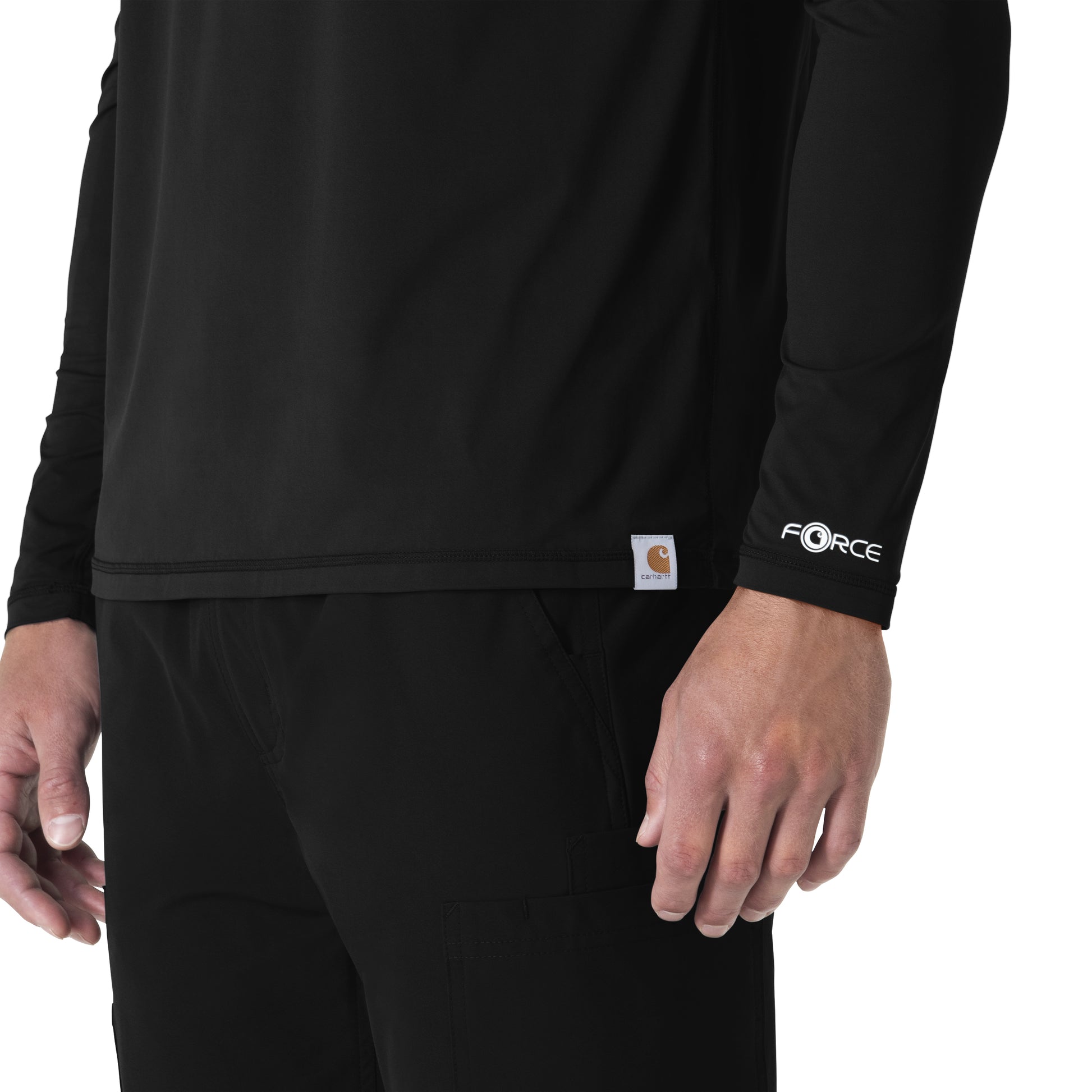 Force Sub-Scrubs C32002 Men's Performance Long Sleeve Tee Black Model Image Alternate | Carhartt