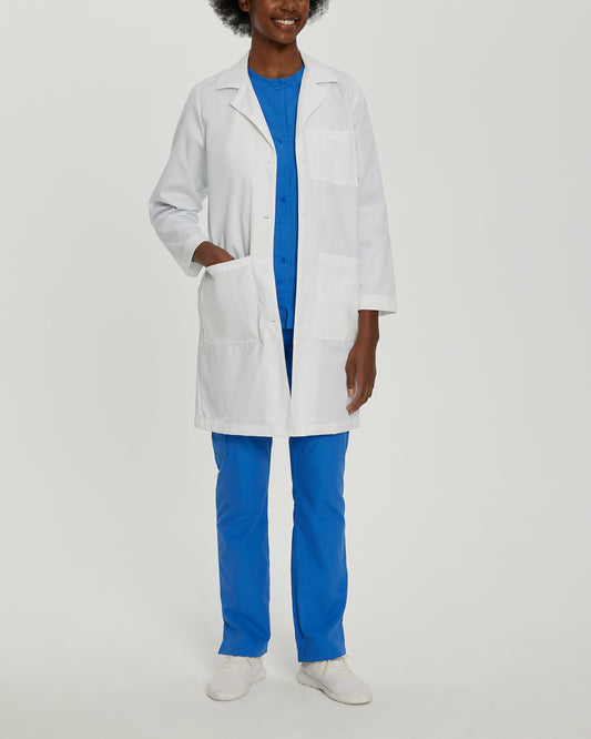 Essential Lab Coats 3153 Women's 5 Pocket Full Length White Coat White Twill Image