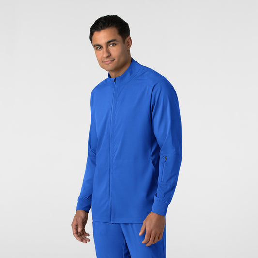 Boundless 8351 Men's Warm Up Scrub Jacket Royal Model Image Right Side | Wink