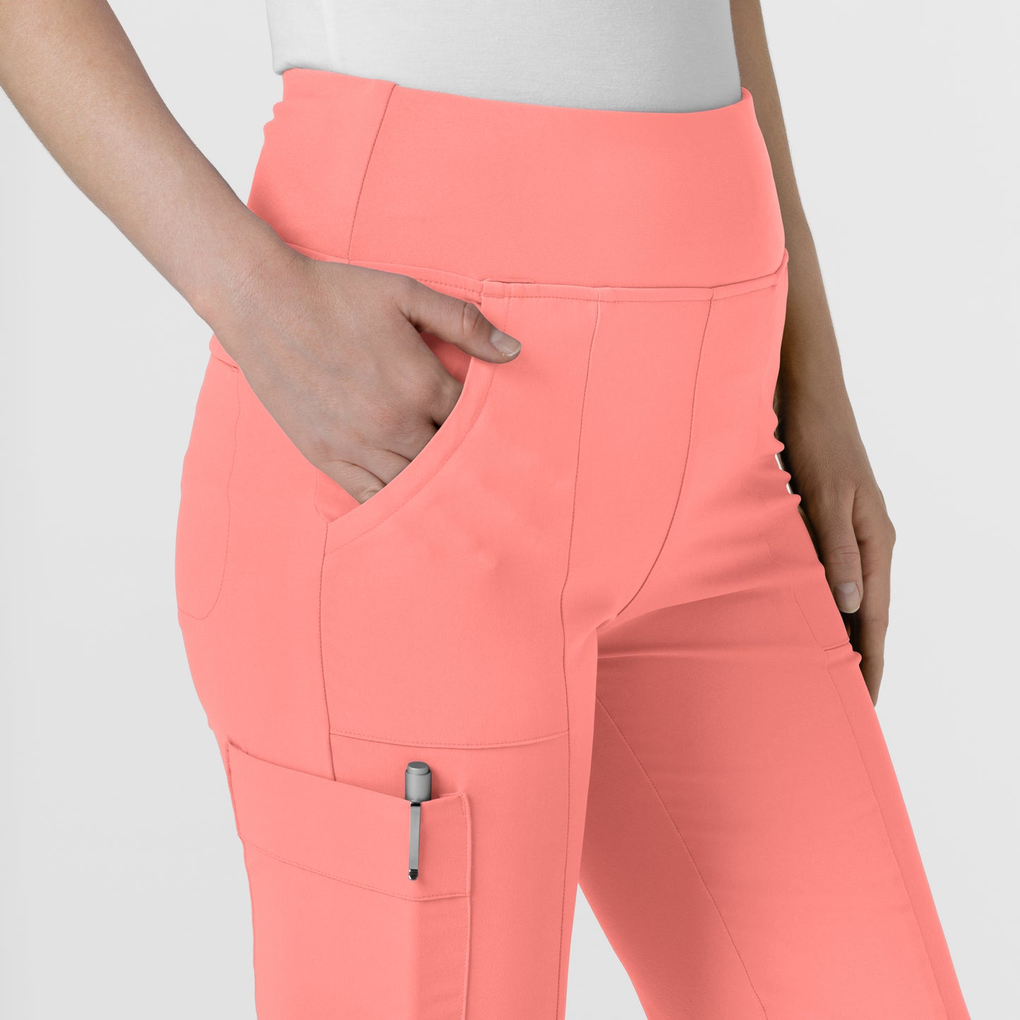 RENEW 5534 Women's Cargo Flare Scrub Pants Paradise Pink