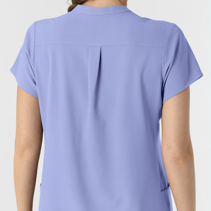 RENEW 6734 Mandarin Collar Scrub Top Ceil Blue Model Image Alternate | Wink